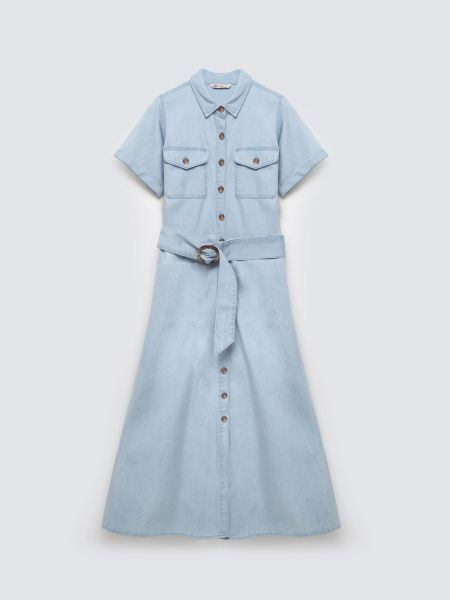 Sukienka damska midi jeansowa trapezowa niebieska Becca 136. Niebieskie sukienki Big Star, na co dzień, l, bez wzorów, z jeansu, bez kołnierzyka, bez ramiączek, midi, rozkloszowane. Za 279,99 zł.