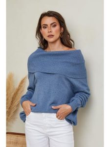So Cachemire Sweter "Kaba" w kolorze niebieskim rozmiar: L. Niebieskie swetry oversize So Cachemire, l, bez wzorów, z kaszmiru, bez ramiączek. Za 206,42 zł.