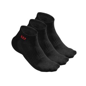 Skarpety tenisowe dla dorosłych Wilson QUARTER SOCK 3 szt. czarne. Czarne skarpetki Wilson, bez wzorów. Za 55,00 zł.