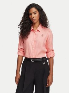 Beverly Hills Polo Club Koszula P-SS26W-SH0004 Koralowy Regular Fit. Pomarańczowe koszule Beverly Hills Polo Club, m, bez wzorów, ze lnu, bez kołnierzyka, bez ramiączek. Za 299,99 zł.