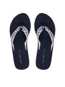 Tommy Hilfiger Japonki Wedge Summer Sandal Mono FW0FW09698 Granatowy. Niebieskie klapki TOMMY HILFIGER, bez wzorów, z materiału, bez obcasa. Za 229,99 zł.