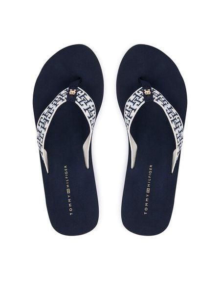 Tommy Hilfiger Japonki Wedge Summer Sandal Mono FW0FW09698 Granatowy. Niebieskie klapki TOMMY HILFIGER, bez wzorów, z materiału, bez obcasa. Za 229,99 zł.