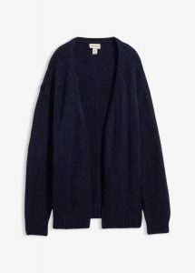 Gruby kardigan oversize. Fioletowe kardigany bonprix, bez wzorów, bez ramiączek. Za 119,99 zł.
