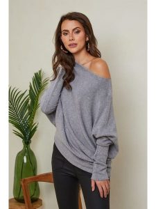 Joséfine Sweter "Isaszeg" w kolorze szarym rozmiar: XL. Szare swetry oversize Joséfine, xl, bez wzorów, z kaszmiru, bez ramiączek. Za 158,47 zł.