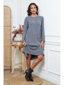 So Cachemire Sukienka dzianinowa "Marwel" w kolorze szarym rozmiar: XL. Szare sukienki So Cachemire, xl, bez wzorów, z dzianiny, bez kołnierzyka, bez ramiączek, midi. Za 174,84 zł.