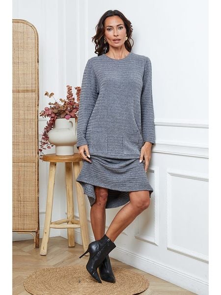 So Cachemire Sukienka dzianinowa "Marwel" w kolorze szarym rozmiar: XL. Szare sukienki So Cachemire, xl, bez wzorów, z dzianiny, bez kołnierzyka, bez ramiączek, midi. Za 174,84 zł.