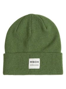 MOSS COPENHAGEN Czapka beanie "Mojo" w kolorze zielonym rozmiar: onesize. Zielone czapki Moss Copenhagen, bez wzorów, ze skóry. Za 105,14 zł.