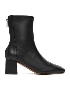 Nine West Botki CEO-ASALA-01 Czarny. Czarne botki Nine West, bez wzorów, z materiału, bez obcasa, na słupku, bez zapięcia. Za 279,99 zł.