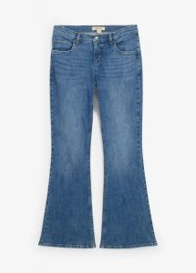Dżinsy z rozszerzanymi nogawkami, mid waist. Niebieskie jeansy bonprix, bez wzorów, z jeansu. Za 154,99 zł.