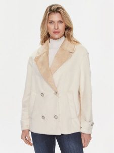 Guess Kożuch Sabrina W4RL37 WFZV0 Beżowy Regular Fit. Brązowe płaszcze Guess, xl, z aplikacjami, z syntetyku, bez kaptura. Za 989,99 zł.