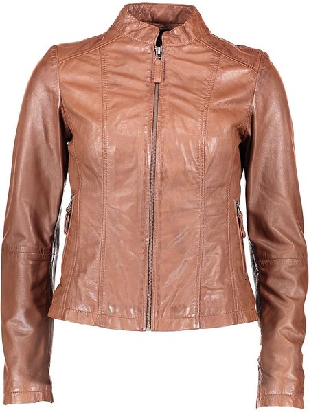 7eleven Skórzana kurtka "Cruz" w kolorze jasnobrązowym rozmiar: 40. Brązowe kurtki 7eleven, bez wzorów, ze skóry, bez kaptura. Za 396,88 zł.