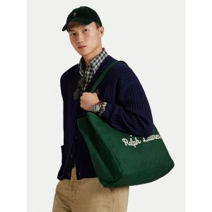Torebka Polo Ralph Lauren. Zielone shopper bag Polo Ralph Lauren, bez wzorów, bez dodatków. Za 479,99 zł.