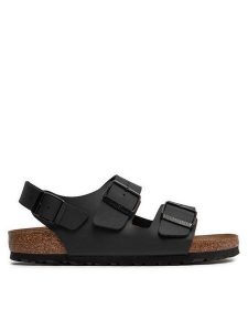 Birkenstock Sandały Milano 034793 Czarny. Czarne sandały Birkenstock, bez wzorów, ze skóry, bez obcasa, na płaskiej podeszwie, bez zapięcia. Za 289,99 zł.