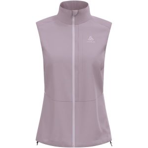 Kamizelka damska ODLO Zeroweight Warm Vest. Fioletowe kamizelki ODLO, bez wzorów, bez kołnierzyka, bez ramiączek, bez kaptura. Za 386,19 zł.