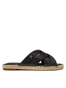 Tommy Hilfiger Espadryle Satin Espadrille Mule FW0FW08502 Czarny. Czarne espadryle TOMMY HILFIGER, bez wzorów, z materiału, bez obcasa. Za 219,99 zł.