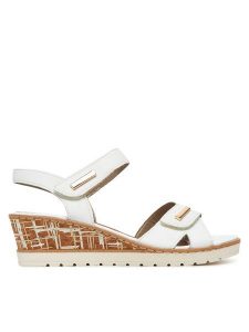 Remonte Sandały R6266-80 Biały. Białe sandały Remonte, bez wzorów, ze skóry, bez obcasa, na koturnie, bez zapięcia. Za 359,99 zł.