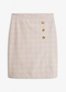 Spódnica ołówkowa w kratę. Żółte spódnice bonprix, bez wzorów, eleganckie. Za 109,99 zł.