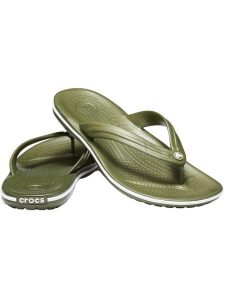 Japonki Dla Dorosłych Crocs Crocband 11033 Flip. Zielone klapki Crocs, bez wzorów, z materiału, bez obcasa. Za 118,99 zł.