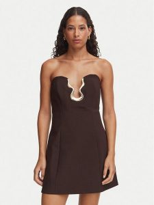 Bardot Sukienka koktajlowa Venya 60479DB Brązowy Slim Fit. Brązowe sukienki Bardot, bez wzorów, z syntetyku, wizytowe, bez kołnierzyka, bez ramiączek. Za 631,99 zł.