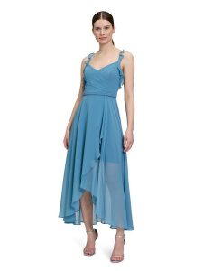 Vera Mont Sukienka w kolorze błękitnym rozmiar: 42. Niebieskie sukienki Vera Mont, bez wzorów, z asymetrycznym kołnierzem, bez ramiączek, maxi, asymetryczne. Za 252,99 zł.