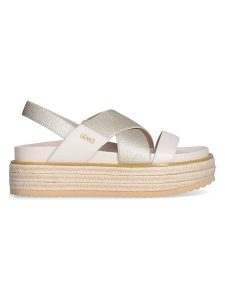 Liu Jo Sandały w kolorze kremowo-beżowym rozmiar: 38. Brązowe sandały Liu Jo, bez wzorów, z otwartym noskiem, bez obcasa, na platformie, bez zapięcia. Za 260,96 zł.