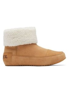Sorel Skórzane botki zimowe "Explorer III" w kolorze jasnobrązowo-białym rozmiar: 40. Brązowe botki Sorel, na zimę, bez wzorów, z materiału, bez obcasa, bez zapięcia. Za 241,56 zł.
