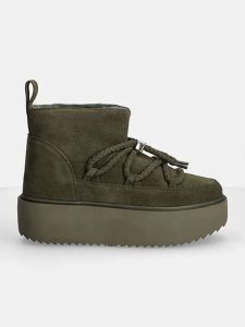INUIKII Skórzane botki zimowe "Classic Low Platform" w kolorze khaki rozmiar: 40. Brązowe botki Inuikii, na zimę, bez wzorów, ze skóry, bez obcasa, na platformie, bez zapięcia. Za 590,20 zł.
