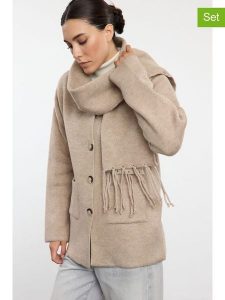 Trendyol 2-częściowy zestaw w kolorze beżowym rozmiar: M. Brązowe kardigany Trendyol. Za 140,86 zł.