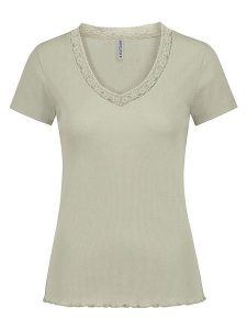 Eight2Nine Koszulka w kolorze khaki rozmiar: S. Brązowe bluzki Eight2Nine, s, bez wzorów, z koronki, bez kołnierzyka, bez ramiączek. Za 43,99 zł.