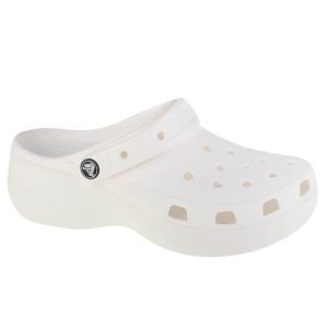 Klapki Crocs Model Classic Platform Clog W Kolor Biały. Białe klapki Crocs, bez wzorów, z materiału, bez obcasa. Za 347,00 zł.