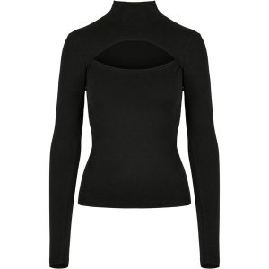 Bluzka Z Długim Rękawem Dla Pań I Panów Z Wyciętym Dekoltem W Kształcie Żółwia. Czarne bluzki Urban Classics, xl, bez wzorów, sportowe, bez kołnierzyka, bez ramiączek. Za 104,99 zł.