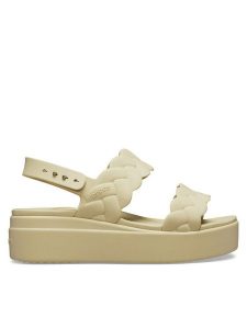 Crocs Sandały Brooklyn Woven Upper LW 209977 Beżowy. Brązowe sandały Crocs, bez wzorów, z tworzywa sztucznego, bez obcasa, na płaskiej podeszwie, bez zapięcia. Za 199,99 zł.
