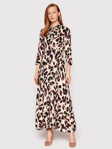 YAS Sukienka koszulowa Savanna 26022663 Beżowy Regular Fit. Brązowe kombinezony YAS, xs, bez wzorów, z wiskozy, bez kołnierzyka, bez ramiączek. Za 189,99 zł.