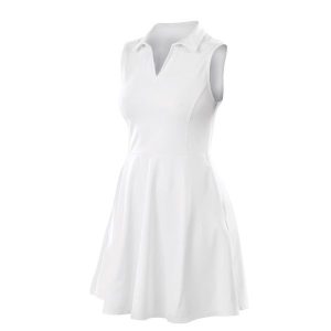 Sukienka sportowa damska Spiro. Białe sukienki SPIRO, l, bez wzorów, sportowe, bez kołnierzyka, bez ramiączek, sportowe. Za 208,50 zł.