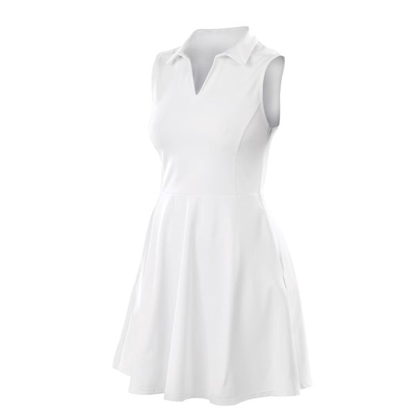 Sukienka sportowa damska Spiro. Białe sukienki SPIRO, l, bez wzorów, sportowe, bez kołnierzyka, bez ramiączek, sportowe. Za 207,50 zł.