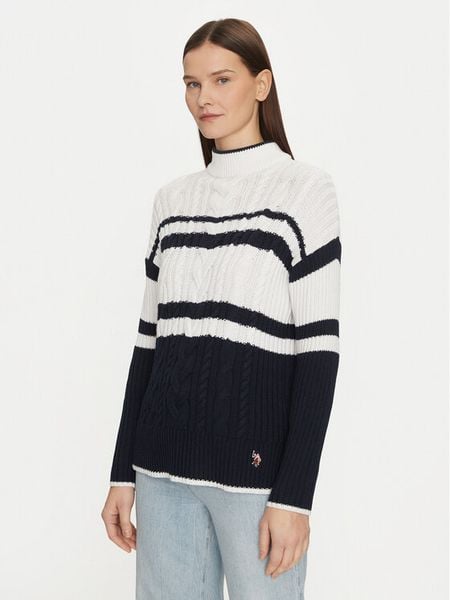 U.S. Polo Assn. Sweter WUP1099 Granatowy Relaxed Fit. Niebieskie swetry klasyczne U.S. Polo Assn., l, z bawełny, bez kołnierzyka. Za 199,99 zł.