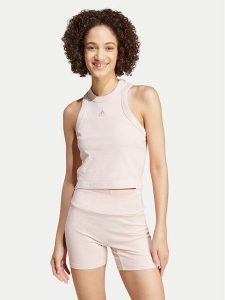Adidas Top Lounge IY6735 Różowy Slim Fit. Czerwone topy ADIDAS, m, bez wzorów, z bawełny, bez kołnierzyka, bez ramiączek. Za 89,99 zł.