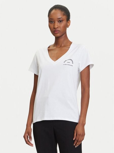 KARL LAGERFELD T-Shirt A3W17104 Biały Regular Fit. Białe t-shirty KARL LAGERFELD, xl, bez wzorów, z bawełny, bez kołnierzyka, bez ramiączek. Za 199,99 zł.