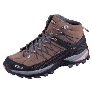 Buty trekkingowe damskie CMP Rigel Mid Wmn WP. Brązowe buty sportowe CMP, bez wzorów, z materiału, bez zapięcia. Za 449,99 zł.