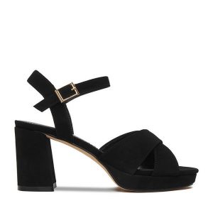 Sandały JENNY. Czarne sandały Jenny, bez wzorów, bez obcasa, na słupku, bez zapięcia. Za 149,99 zł.