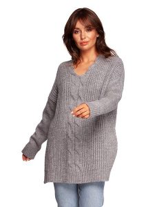 Be Wear Sweter w kolorze szarym rozmiar: S/M. Szare swetry oversize Be Wear, m, bez wzorów, z wełny, bez ramiączek. Za 179,95 zł.