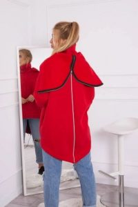 Bluza ocieplana z suwakiem z tyłu czerwona. Czerwone bluzy KESI, l, bez wzorów, z bawełny, bez kaptura. Za 238,37 zł.