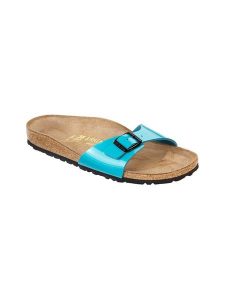 Birkenstock Klapki "Madrid" w kolorze niebieskim rozmiar: 40. Niebieskie klapki Birkenstock, bez wzorów, z otwartym noskiem, bez obcasa. Za 169,95 zł.