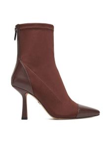 Nine West Botki CEO-NOURA-01 Brązowy. Brązowe botki Nine West, bez wzorów, z materiału, bez obcasa, na szpilce, bez zapięcia. Za 219,99 zł.