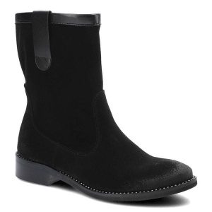 Czarne Botki Dwunasty Shoes Damskie Stylowe Buty. Czarne botki Dwunasty Shoes, bez wzorów, ze skóry, bez obcasa, bez zapięcia. Za 299,00 zł.
