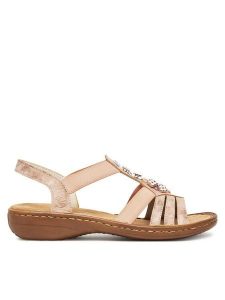 Rieker Sandały CEO-60855-31 Różowy. Czerwone sandały Rieker, bez wzorów, z syntetyku, bez obcasa, na płaskiej podeszwie, bez zapięcia. Za 299,99 zł.