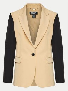 DKNY Marynarka UB4JX084 Beżowy Regular Fit. Brązowe marynarki i żakiety DKNY, bez wzorów, z syntetyku. Za 429,99 zł.