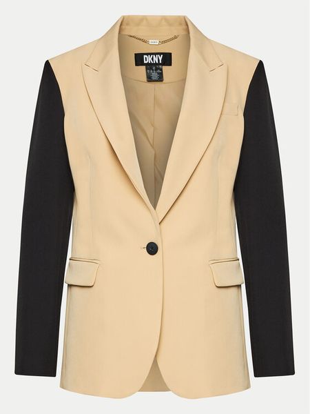 DKNY Marynarka UB4JX084 Beżowy Regular Fit. Brązowe marynarki i żakiety DKNY, bez wzorów, z syntetyku. Za 429,99 zł.