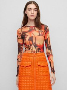 Hugo Bluzka 50489194 Kolorowy Slim Fit. Bluzki Hugo, xl, bez wzorów, z syntetyku, bez kołnierzyka, bez ramiączek. Za 259,99 zł.