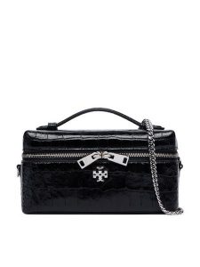Tory Burch Torebka Charlie Embossed 185868 Czarny. Czarne kuferki Tory Burch, bez wzorów, ze skóry, bez dodatków. Za 2 759,00 zł.